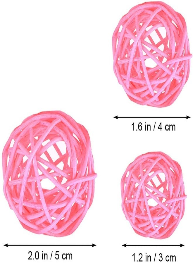koTTIYA 15pcs Rattan Wicker Balls Decorative Balls Natural Rustic Rattan Wood Balls for Wedding Home Hanging Decoration - Pink - Image 5